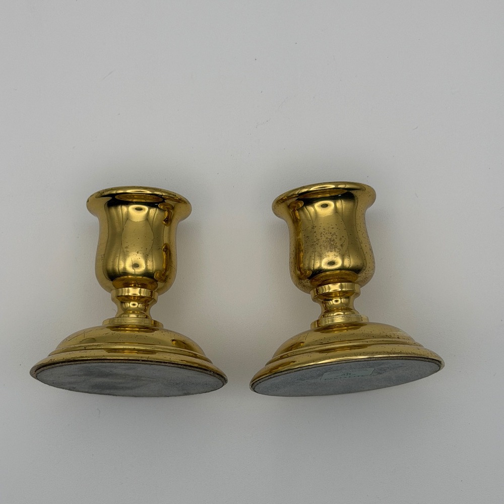 Partylite Brass Candle‎ Holders Set Gold Tone Taper Candlesticks Pair 2 - Picture 3 of 7
